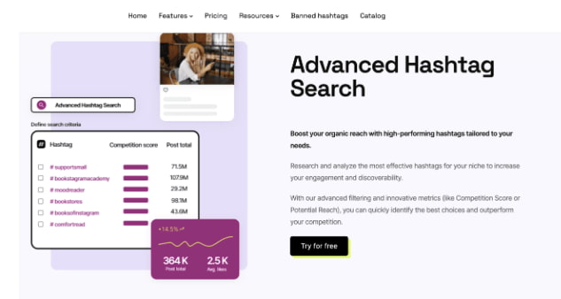 Advanced hashtag search social media tool