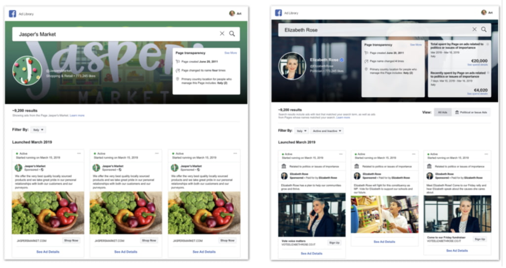 Facebook ads library