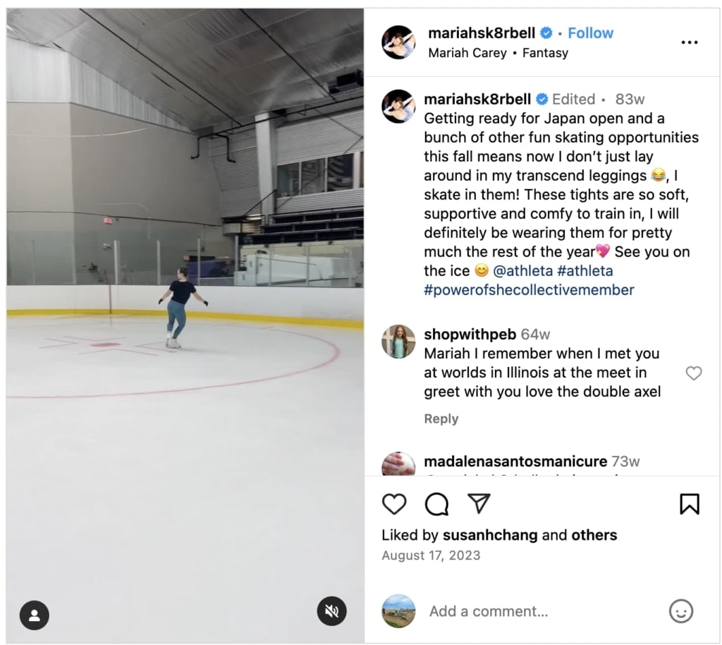 Instagram post from Athleta