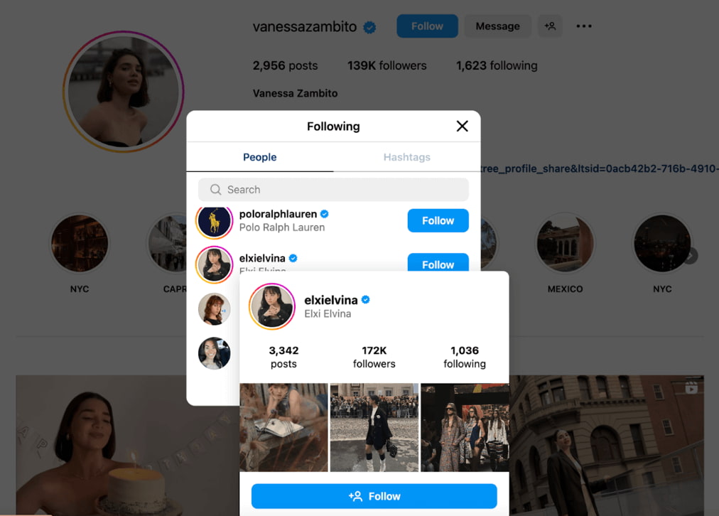 Instagram account of Elxi Elvina, a digital style creator with over 170,000 followers.