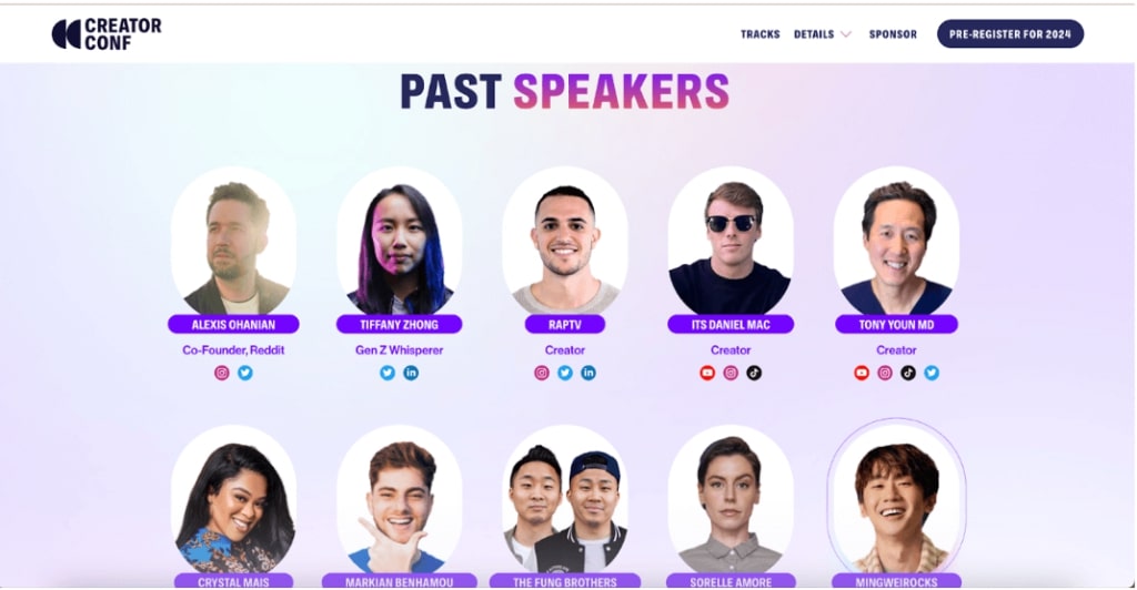 Speakers and influencers at CreatorConf.