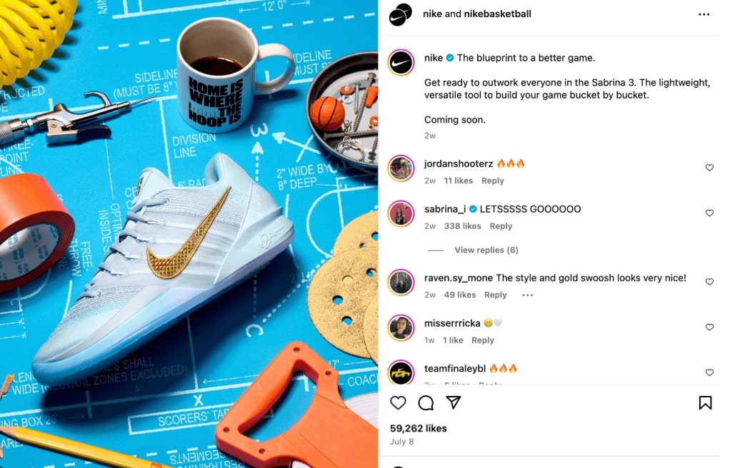 Nike's Instagram post where they introduce the Sabrina 3 sneaker, which customers have been waiting for.