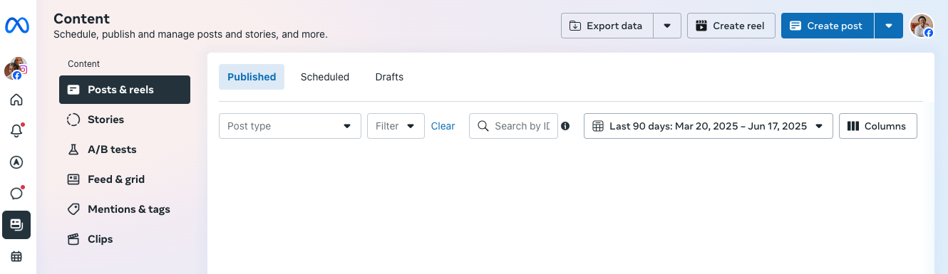 Facebook Creator Studio tools inside Meta Business Suite.