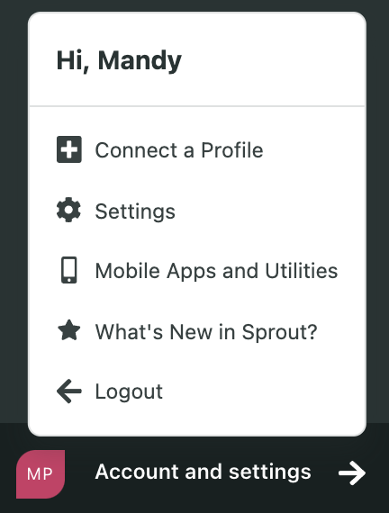 Account and Settings in Sprout Social.